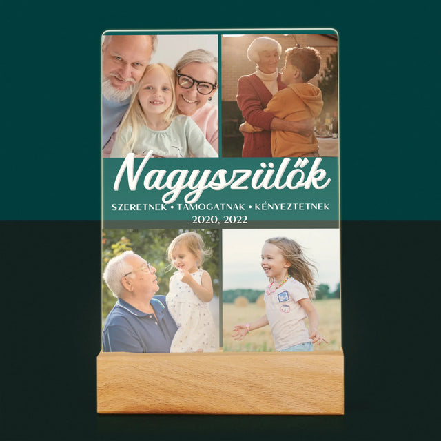Fotókollázs: Szretett Nagyszülők - Akrilüvegre Nyomtatott Kép