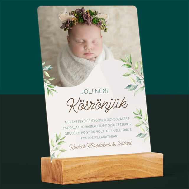 Fotó És Felirat: Köszönet A Szülésznőnek - Akrilüvegre Nyomtatott Kép