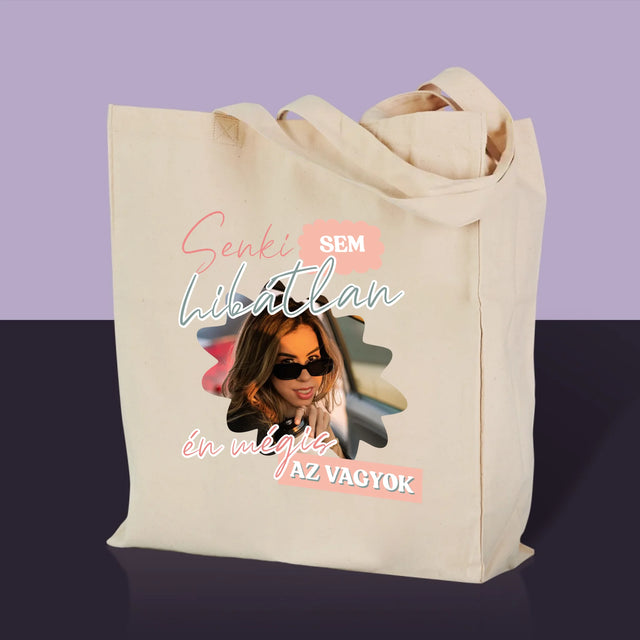 Fotó És Felirat: Senki Sem Hibátlan - Vászontáska