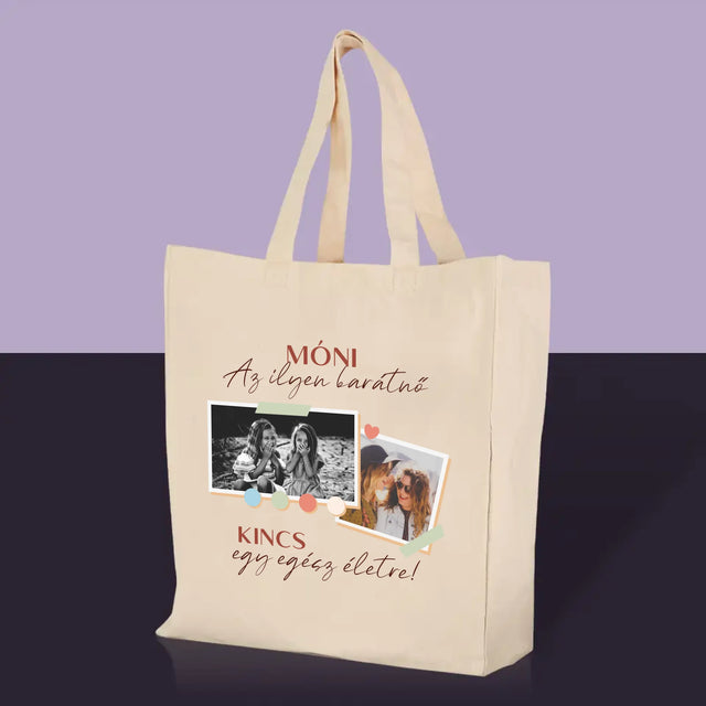 Fotókollázs: Barátnő, Kincs - Vászontáska