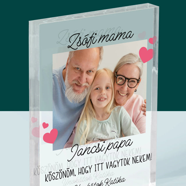 Fotó És Felirat: Köszönet A Nagyszülőknek - Akrilüveg