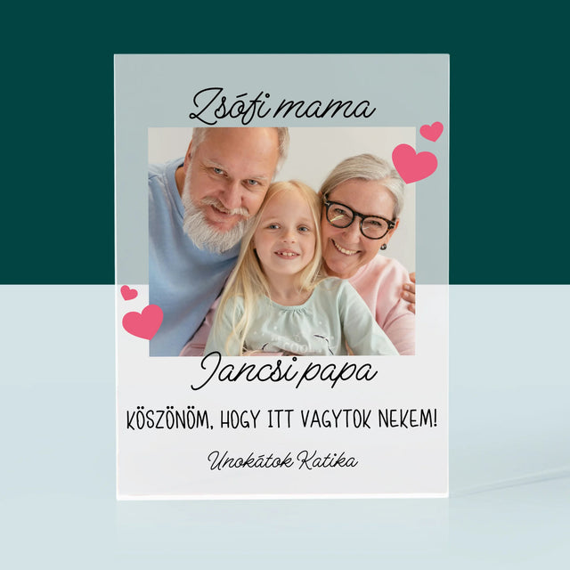 Fotó És Felirat: Köszönet A Nagyszülőknek - Akrilüveg