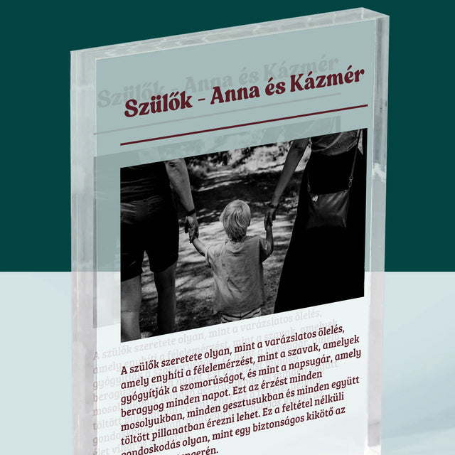 Fotó És Felirat: Szülők Szeretete - Akrilüveg