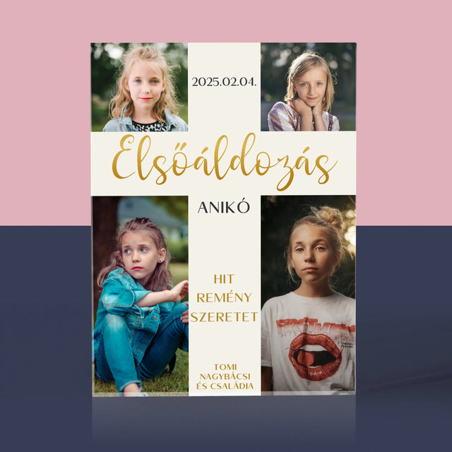 Fotókollázs: Elsőáldozás, Kereszt - Akrilüveg
