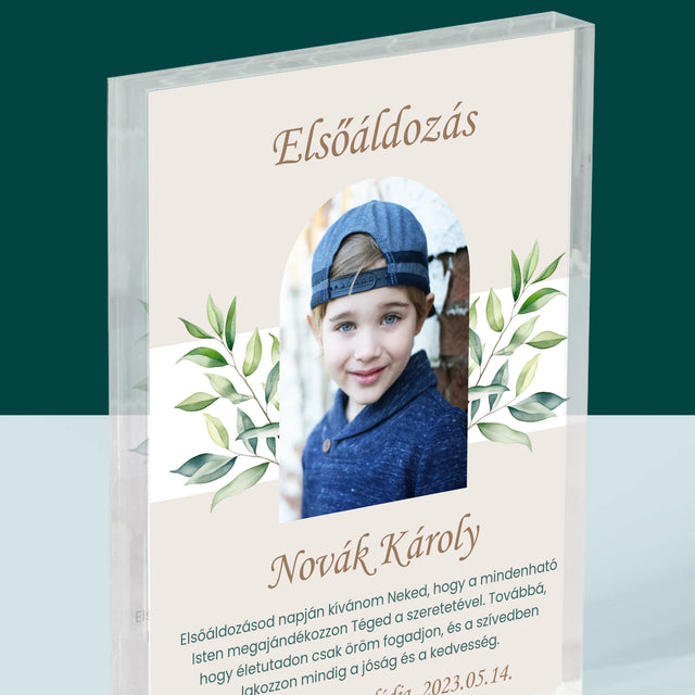Fotó És Felirat: Elsőáldozás, Ünnepi Köszöntés - Akrilüveg