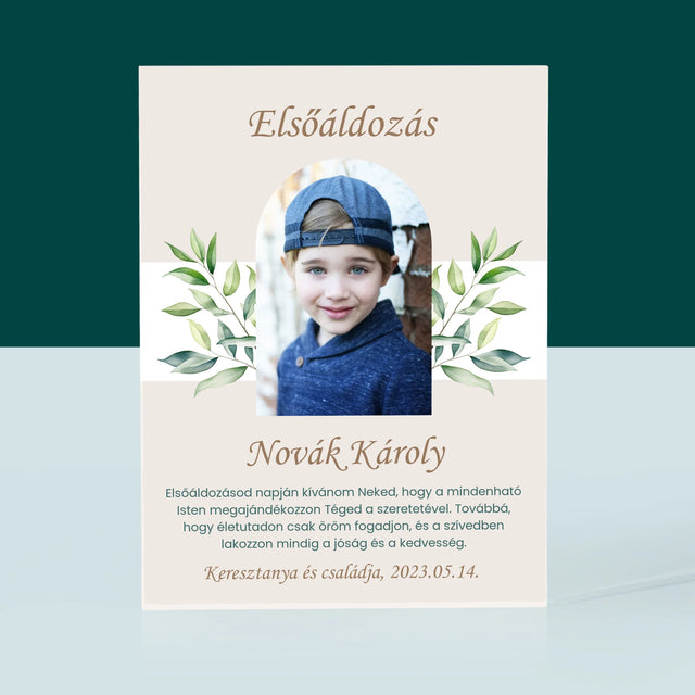 Fotó És Felirat: Elsőáldozás, Ünnepi Köszöntés - Akrilüveg
