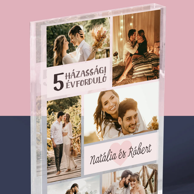 Fotókollázs: 5. Házassági Évforduló - Akrilüveg