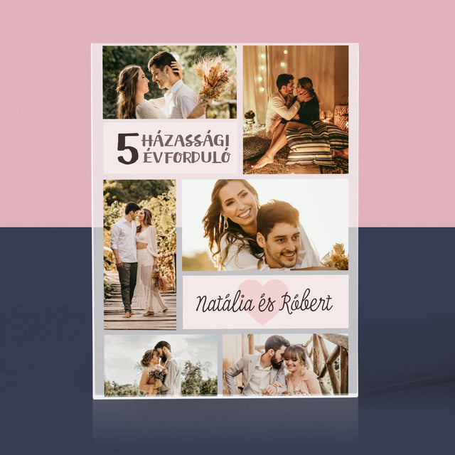 Fotókollázs: 5. Házassági Évforduló - Akrilüveg