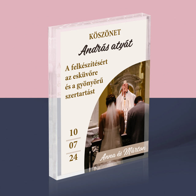 Fotó És Felirat: Köszönet Papnak Az Esküvőért - Akrilüveg