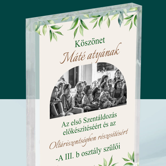 Fotó És Felirat: Köszönet Papnak Elsőáldozás - Akrilüveg