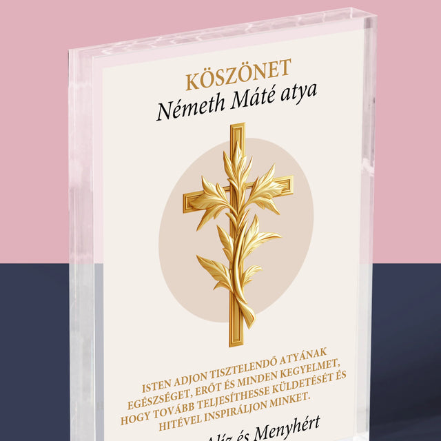 Név És Aláírás: Köszönet Papnak - Akrilüveg