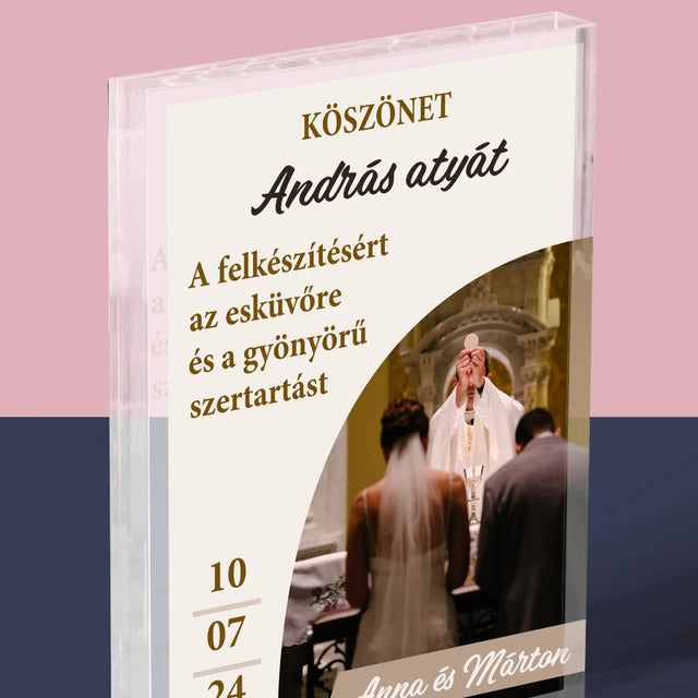 Fotó És Felirat: Köszönet Papnak Az Esküvőért - Akrilüveg