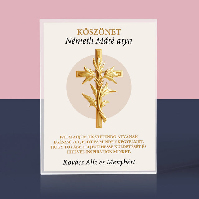 Név És Aláírás: Köszönet Papnak - Akrilüveg