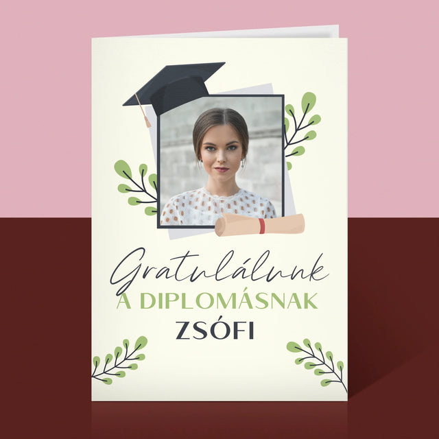 Fotó És Felirat: Gratulálunk A Diplomásnak - Üdvözlőlap