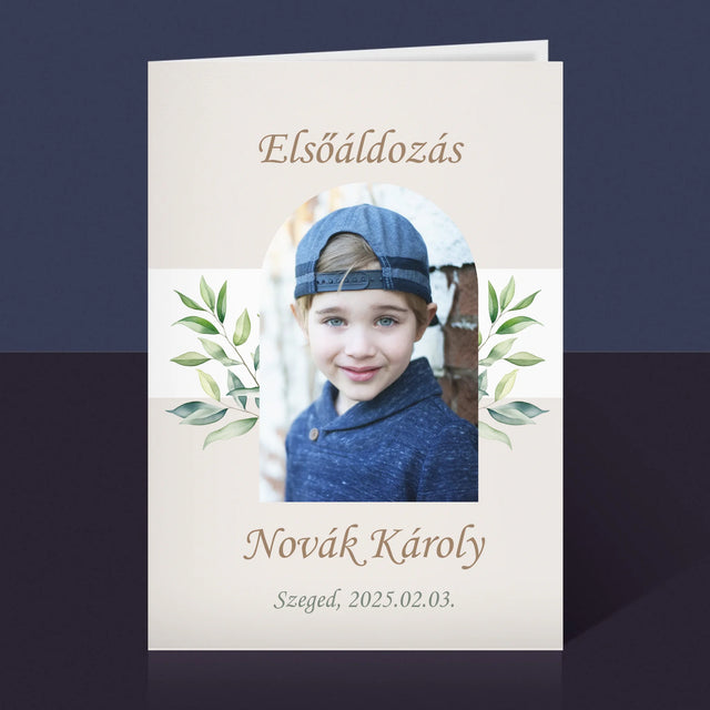 Fotó És Felirat: Elsőáldozás, Ünnepi Köszöntés - Üdvözlőlap