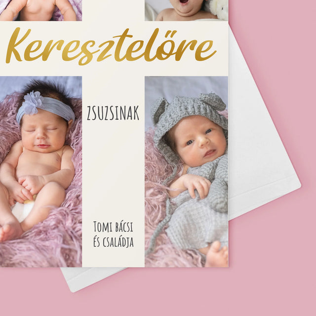 Fotókollázs: Keresztelő Kereszt - Üdvözlőlap