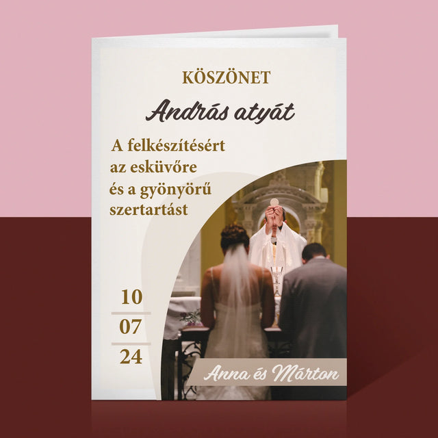 Fotó És Felirat: Köszönet Papnak Az Esküvőért - Üdvözlőlap