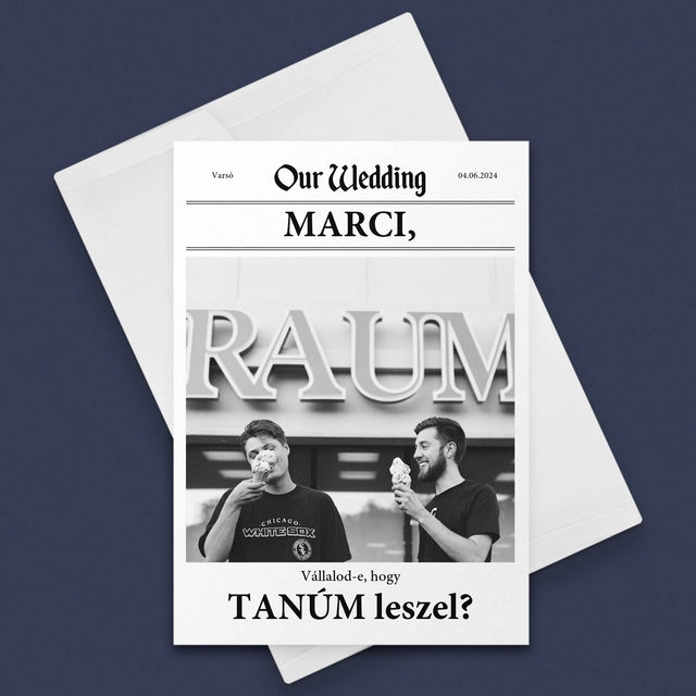 Fotó És Felirat: Our Wedding Tanú - Üdvözlőlap