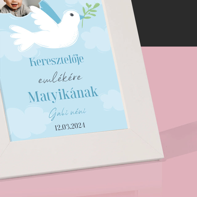 Fotó És Felirat: Keresztelői Emlék Galamb - Fotókeret