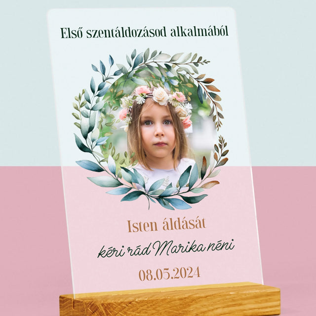 Fotó És Felirat: Első Szentáldozásod Alkalmából - Akrilüvegre Nyomtatott Kép