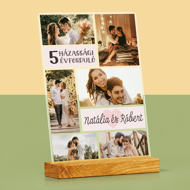 Fotókollázs: 5. Házassági Évforduló - Akrilüvegre Nyomtatott Kép