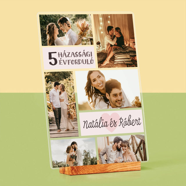 Fotókollázs: 5. Házassági Évforduló - Akrilüvegre Nyomtatott Kép