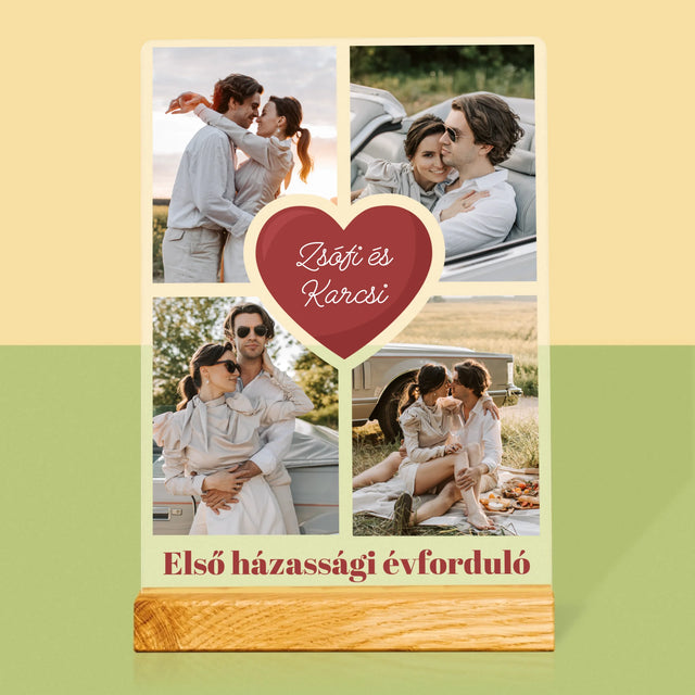 Fotókollázs: Első Évforduló Szív - Akrilüvegre Nyomtatott Kép