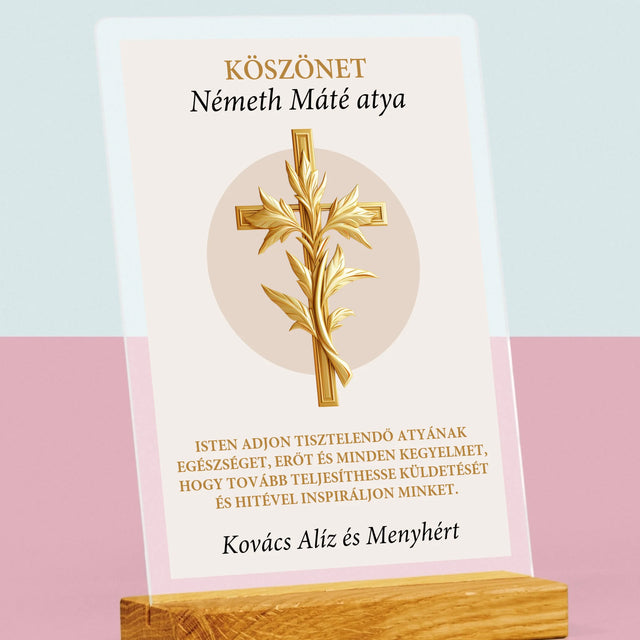 Név És Aláírás: Köszönet Papnak - Akrilüvegre Nyomtatott Kép