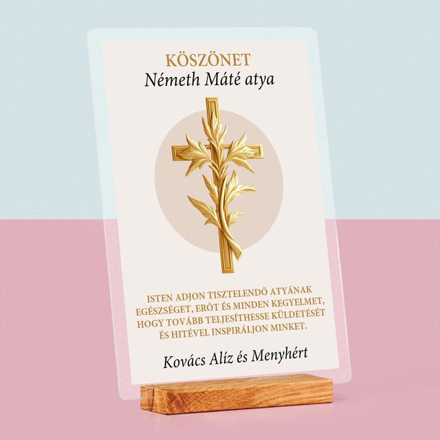 Név És Aláírás: Köszönet Papnak - Akrilüvegre Nyomtatott Kép