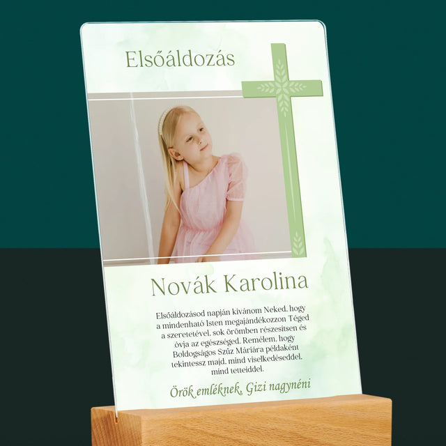Fotó És Felirat: Elsőáldozási Fénykép Kereszttel - Akrilüvegre Nyomtatott Kép
