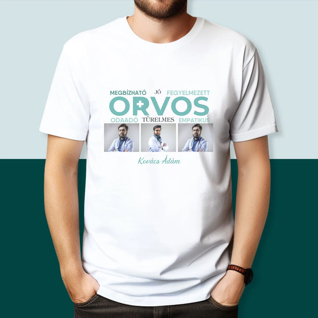 Fotókollázs: Orvos Tulajdonságok - Férfi Póló