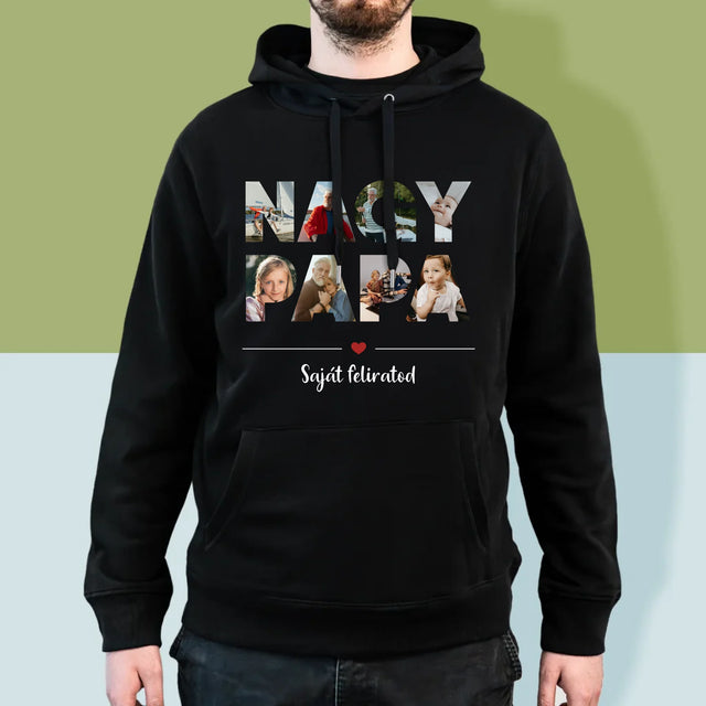 Szó Fotókból: Nagypapa A Képeidből - Férfi Kapucnis Pulóver 