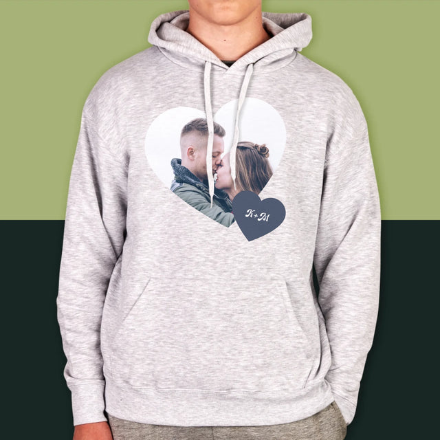 Fotókollázs: Iniciálék, Szívek - Férfi Kapucnis Pulóver 