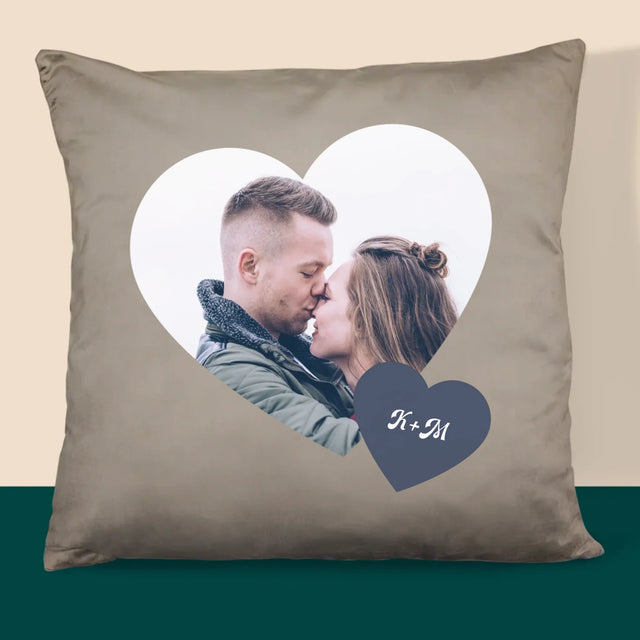 Fotókollázs: Iniciálék, Szívek - Párna
