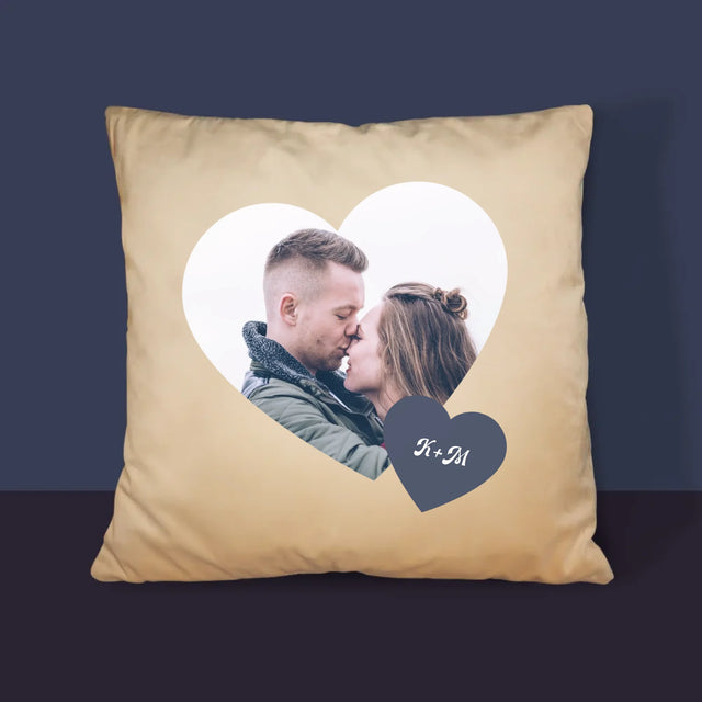 Fotókollázs: Iniciálék, Szívek - Párna