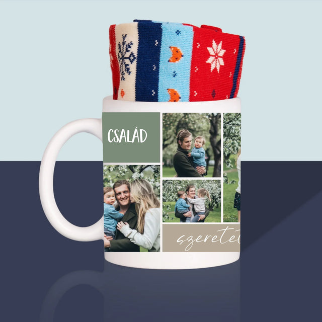 Fotókollázs: Családi Fotókollázs - Téli Zokni Egy Bögrében