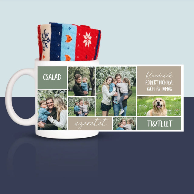 Fotókollázs: Családi Fotókollázs - Téli Zokni Egy Bögrében