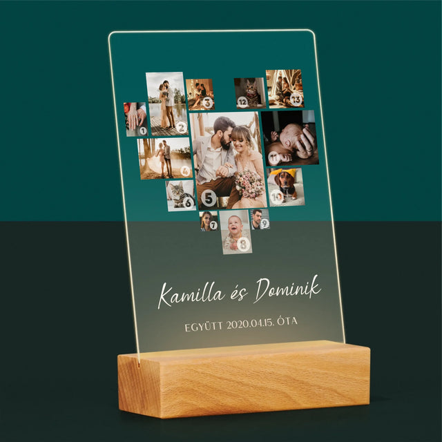 Fotókollázs: Szív Alakú Kollázs Képekből - Akrilüvegre Nyomtatott Kép