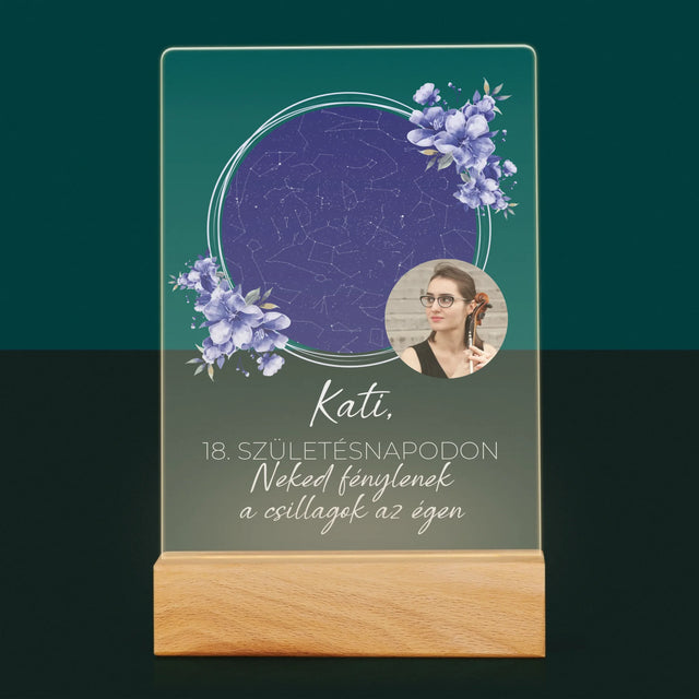 Csillagtérkép: Csillagtérkép: Születésnapi Csillagfény - Akrilüvegre Nyomtatott Kép