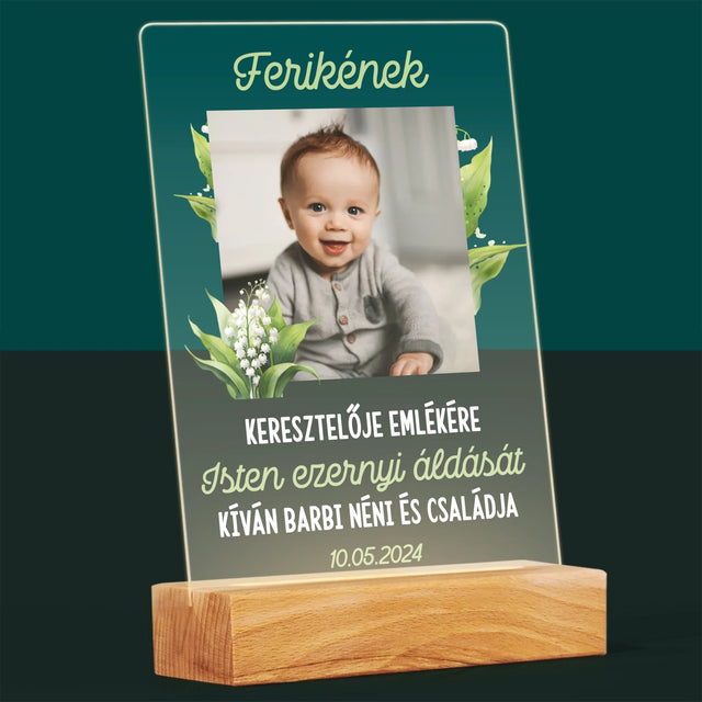 Fotó És Felirat: Keresztelői Emlék Hóvirág - Akrilüvegre Nyomtatott Kép