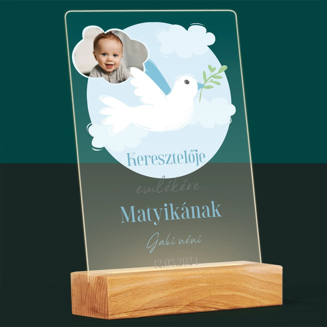 Fotó És Felirat: Keresztelői Emlék Galamb - Akrilüvegre Nyomtatott Kép