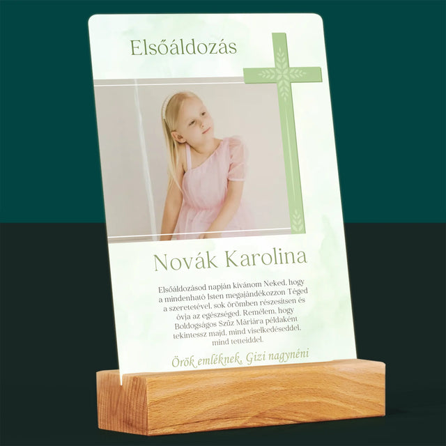 Fotó És Felirat: Elsőáldozási Fénykép Kereszttel - Akrilüvegre Nyomtatott Kép