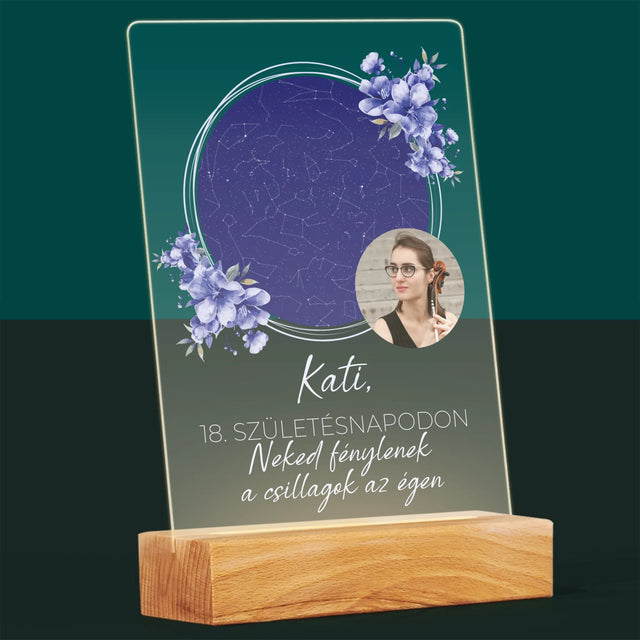 Csillagtérkép: Csillagtérkép: Születésnapi Csillagfény - Akrilüvegre Nyomtatott Kép