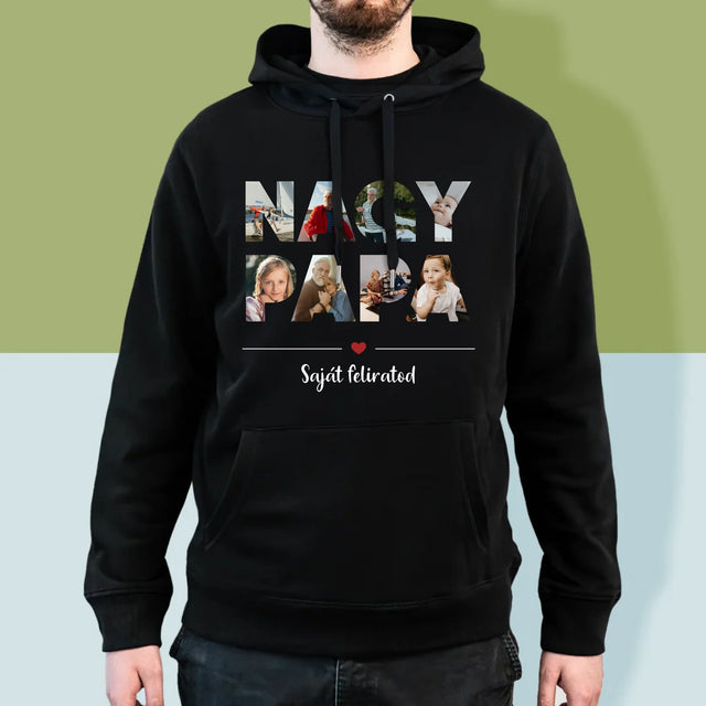 Szó Fotókból: Nagypapa A Képeidből - Férfi Kapucnis Pulóver 