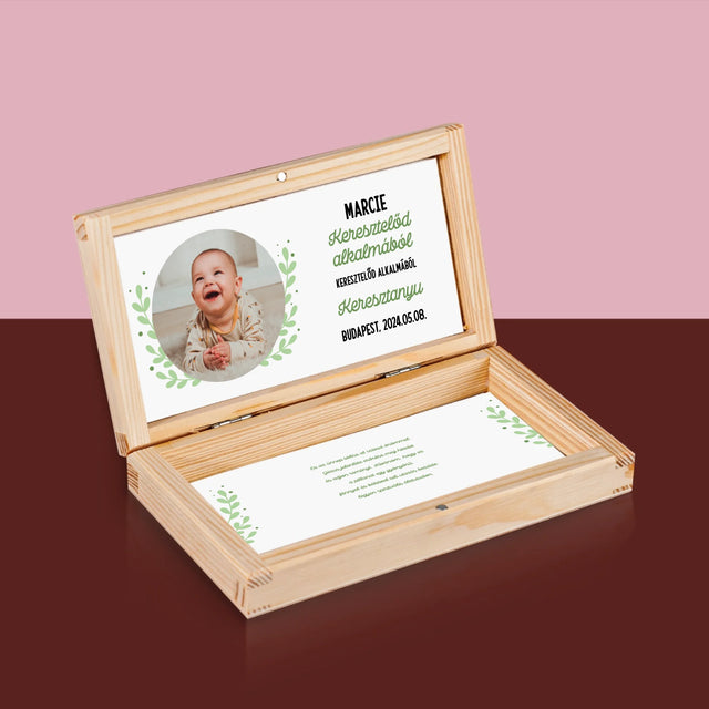 Fotó És Felirat: Keresztelő Alkalmából - Fa Pénztárca